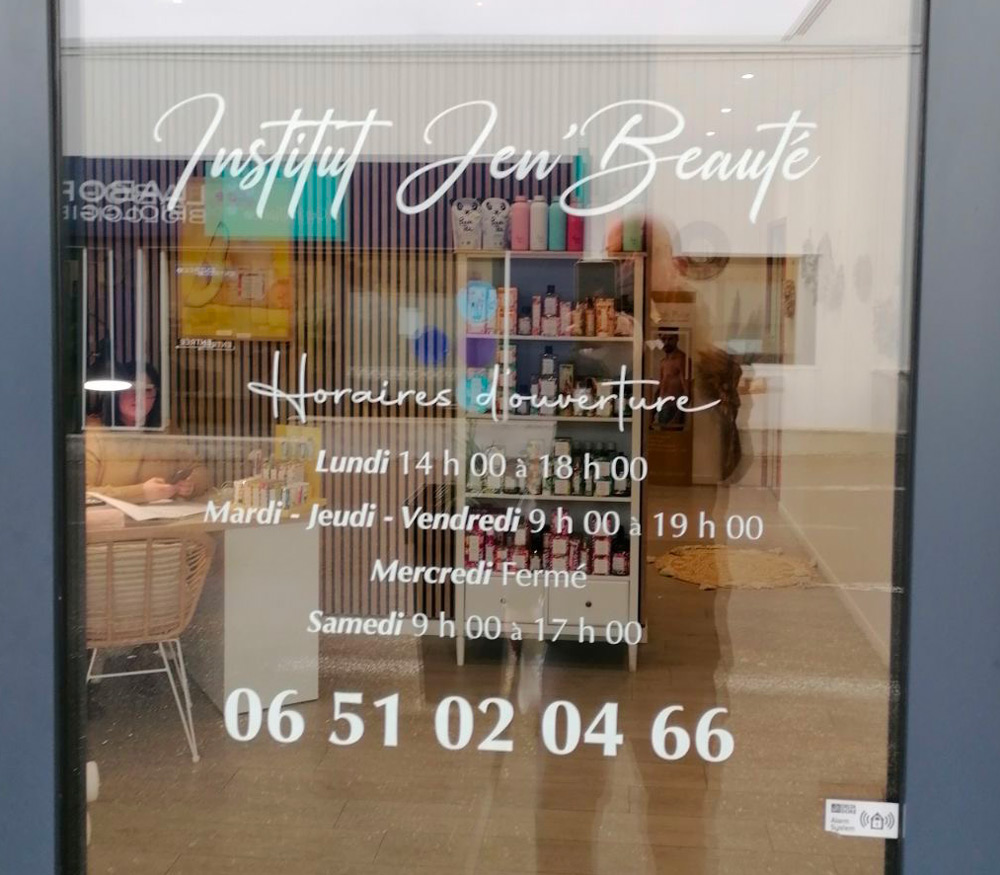 Lettres adhésives vitrine - Horaires - Blaye