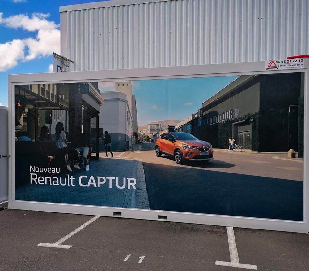 Habillage publicitaire espace modulable temporaire - Lesparre
